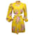 Zimmermann Vestido corto de lino amarillo con mangas abullonadas y aberturas Zinnia  ref.1124845