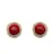 Chanel Clipe de metal dourado redondo vintage em brincos de cabochão vermelho  ref.1125038