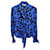 Diane Von Furstenberg Long Sleeve Tie-Neck Blouse in Blue Polyester  ref.1126475