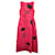 Oscar de la Renta Blumenverziertes ärmelloses Kleid aus roter Seide  ref.1127079