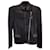 Chaqueta tejida con cremallera asimétrica Giorgio Armani en piel de cordero negra Negro Cuero  ref.1127102