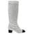 Chanel Silver & Black Glitter Knee High Boots Runway 2017 Silvery Metallic  ref.1128571