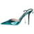 Jimmy Choo Blue metallic pointed-toe diamante-strap heels - size EU 38 Leather  ref.1129333