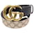 Gucci Brown GG Supreme and Marmont Leather Belt Black Beige Cloth Pony-style calfskin Cloth  ref.1129386