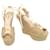 Miu Miu Beige Canvas High Wedge Heel Platform Sandals Shoes size 39.5 Cotton  ref.1129996