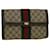 GUCCI GG Canvas Web Sherry Line Clutch Bag PVC Leather Beige Green Auth 58678 Red  ref.1130112