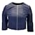 Autre Marque Blaue, kurz geschnittene, kragenlose Lederjacke mit durchgehendem Reißverschluss von Susan Bender  ref.1130515