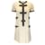 Chanel Ivory / Black / Gold CC Logo Buttoned Short Sleeved Four-Pocket Wool Tweed Dress Cream  ref.1130522