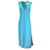Carolina Herrera Vestido midi turquesa multi sem mangas com decote em V em crepe Azul Poliéster  ref.1130527