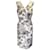 Christian Dior Gris / Robe midi en soie imprimée sans manches à col en V ivoire  ref.1130540