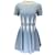 Autre Marque Alexander McQueen Light Blue / White Short Sleeved Flared Intarsia Knit Dress Viscose  ref.1130542