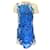 Autre Marque Valentino Ivoire / blue 2020 Robe en crêpe de laine et de soie à manches courtes et imprimé floral Bleu  ref.1130546