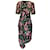 Autre Marque Peter Pilotto Navy Blue Multi Floral Printed Belted Crepe Midi Dress Multiple colors Polyester  ref.1130618