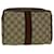 GUCCI GG Canvas Web Sherry Line Clutch Bag PVC Leather Beige Green Auth 59128 Red  ref.1131699