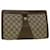 GUCCI GG Canvas Web Sherry Line Clutch Bag PVC Leather Beige Green Auth 59249 Red  ref.1131718