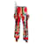 Autre Marque Pantalón rojo con estampado patchwork de seda - talla L Multicolor  ref.1132206