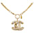Chanel Gold CC Anhänger Halskette Golden Metall Vergoldet  ref.1132236