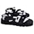 Sandálias tipo slingback com estampa de logotipo Proenza Schouler em lona preta  ref.1132294