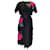Autre Marque Dolce & Gabbana Vestido Midi Preto Multi Floral Applique Bordado Manga Curta Shag Sintético  ref.1132710
