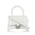 White Balenciaga Mini Embossed Hourglass Satchel Leather  ref.1134183