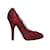 Tamanho dos sapatos Dolce & Gabbana de cetim e renda vermelho e preto 38 Lona  ref.1135436