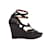Hermès Tamanho de sandálias de cunha com tiras de couro Hermes pretas 40.5 Preto  ref.1135474