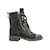 Botas de combate Chanel acolchoadas em camurça preta com biqueira 35 Preto Lona  ref.1136016