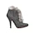 Tamanho de botas de salto com acabamento de pele prata e cinza Christian Dior 38.5  ref.1136017