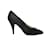 Tamaño de los zapatos de tacón con adornos de cristales de satén Chanel negros 38 Lienzo  ref.1136914
