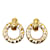 Orecchini a clip con goccia ad anello con logo vintage ritagliato Chanel in oro D'oro Placcato in oro  ref.1137217