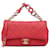 Chanel Mini pelle di agnello rossa elegante catena con patta singola Rosso  ref.1138166