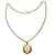 Collana Chanel Vintage Paris con ciondolo a forma di moneta in metallo dorato D'oro Metallico  ref.1138272