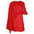 Valentino Garavani Vestido Valentino Spa com babados assimétricos em viscose vermelha Vermelho Fibra de celulose  ref.1138301