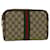 GUCCI GG Canvas Web Sherry Line Clutch Bag PVC Leder Beige Grün Auth th4309 Rot  ref.1138570
