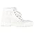 Céline Celine Patapans Lace-Up Boots in White Canvas Cloth  ref.1142122