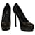 Yves Saint Laurent YSL Tribute Zapatos de tacón de plataforma con punta redonda de cuero negro 40  ref.1142299