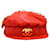 Sombrero de cuero Chanel newsboy Roja  ref.1142483