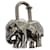 Hermès HERMES Elephant Cadena Charm Silver Auth bs9726 Prata Metal  ref.1142663