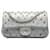 Chanel Silberne kleine Chevron-Klappe mit Nieten Leder Kalbähnliches Kalb  ref.1143072