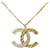 Chanel CC B17C Logo Aged gold GHW crystal Necklace in box tag Golden Metal  ref.1143093