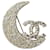 Chanel CC 08P Crescent Moon Crystal Logo GHW Broche RARE Métal Doré  ref.1143095