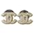 Chanel CC A13V Logo Classic Timeless Crystal SHW CocoMark Earrings Box Silvery Metal  ref.1143101