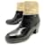 CHANEL ANKLE BOOTS G31649 39.5 FOAL LEATHER + BOOTS BOX Black  ref.1143168
