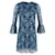 Ganni Lace Sleeve Floral Dress in Blue Polyester  ref.1143255