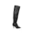 Botas hasta la rodilla con punta puntiaguda Chanel negras Talla 37 Negro Cuero  ref.1149424