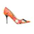 Orange & Multicolor Jimmy Choo Floral Print Pointed-Toe Pumps Size 37.5 Cloth  ref.1150700