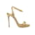 Gold Christian Louboutin Leather Heeled Sandals Size 37 Golden Cloth  ref.1150708