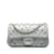 Silberne kleine Chanel-Umhängetasche mit Nieten und Chevron-Klappe Leder  ref.1151022