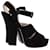 Prada Peep-Toe Platform Sandals in Black Suede  ref.1154125