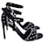 Sandálias acolchoadas Rockstud com tira no tornozelo Valentino Garavani em couro preto  ref.1154245